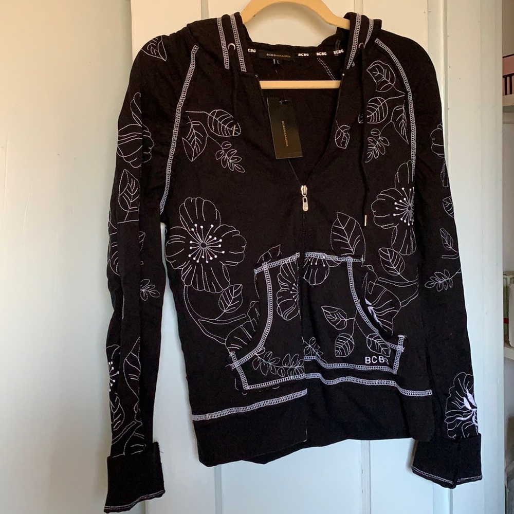 BCBG cotton zippered hoodie/sweatshirt